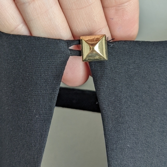 SILK Flutter Sleeve Low Back Black Midi Dress Keyhole S - Picture 12 of 15